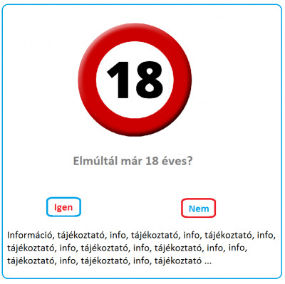 Felnőtt tartalom beléptető oldal